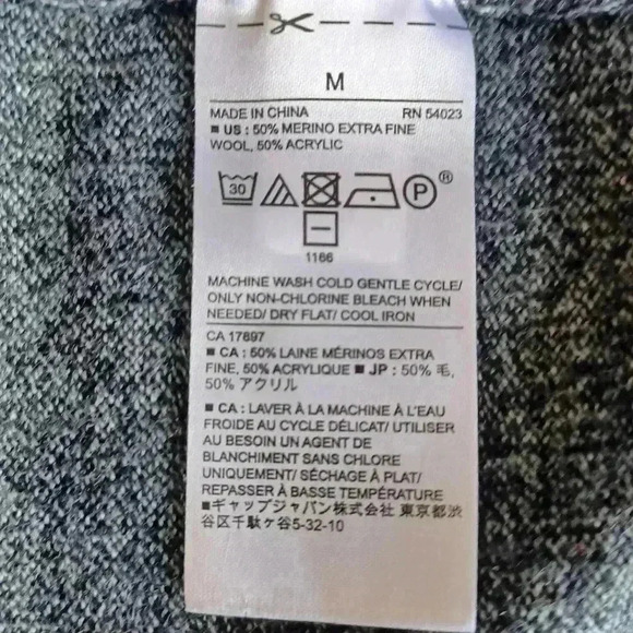 Banana Republic  Men's Medium Merino wool Blend Sweater Grey/Black - Picture 3 of 7